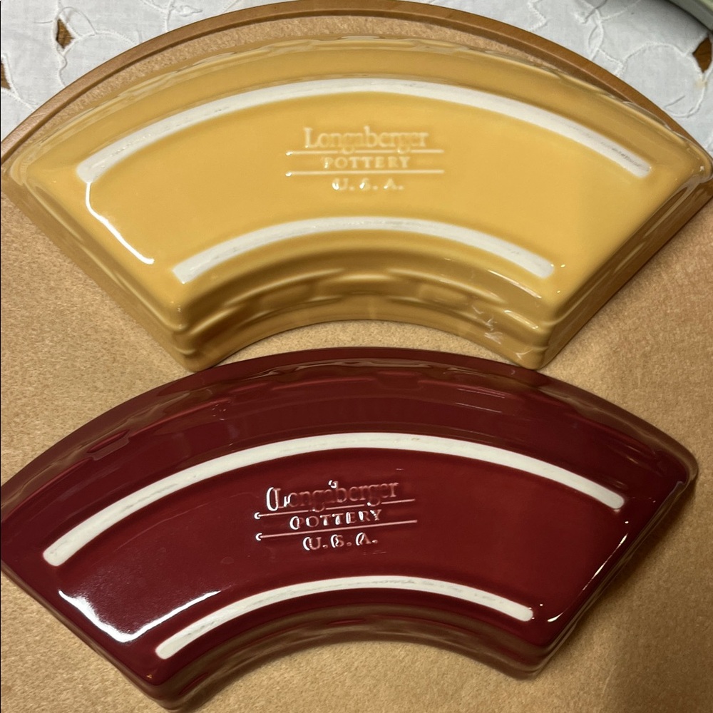 Longaberger woven traditions Crescent pottery, and Lazy Susan Dish Set - Picture 6 of 8